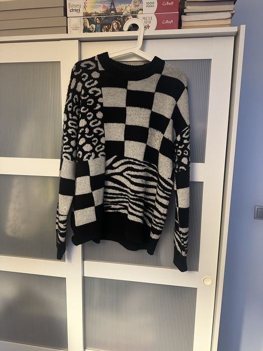 Sweter H&M szaro czarny