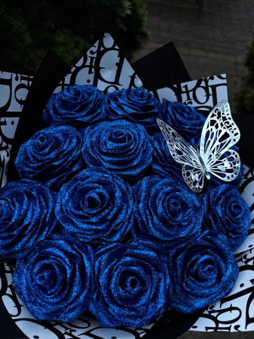 Elegancki bukiet handmade z róż | 14 róż ze wstążki | Gotowy prezent