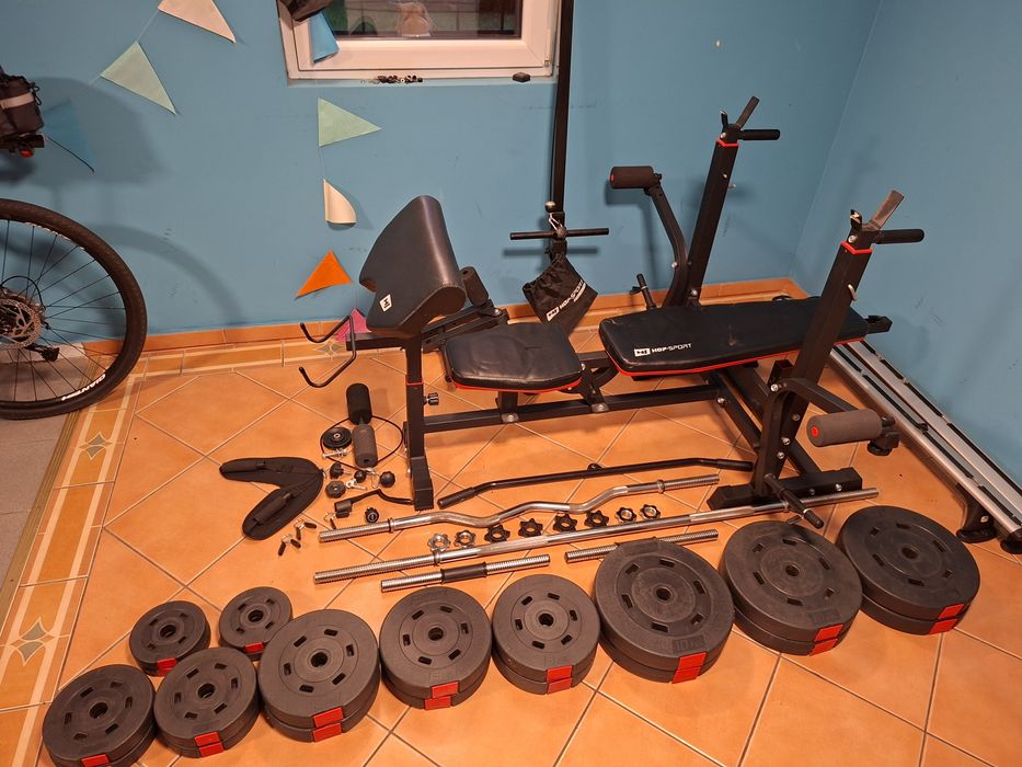 Ławeczka treningowa ławka siłownia sztanga gryf Obciążenia 100kg atlas