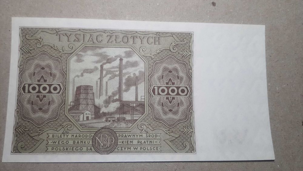 RARYTAS !!! 1000 złotych 1947 s. F  UNC/UNC-