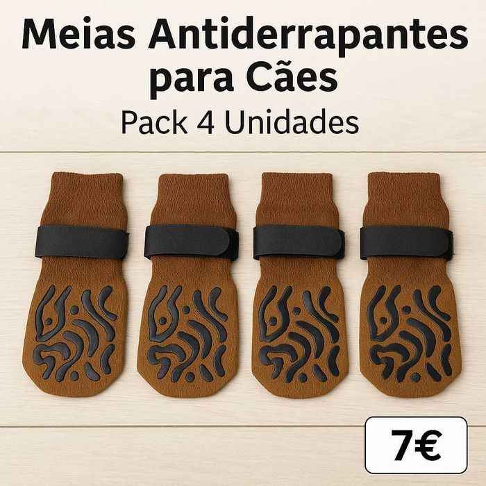 Meias Antiderrapantes para Cães – Pack 4 Unidades