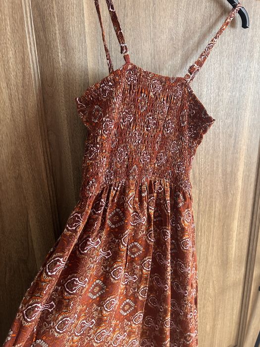 Sukienka letnia boho wzory bordowa S/M