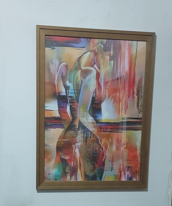 Quadro tela tecido moldura pintura mulher abstrata 57x77 cm