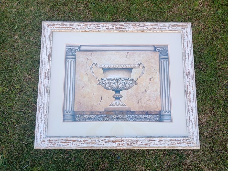 Conjunto de duas molduras de quadros contemporâneas com uma estrutura rústica em madeira de mac. As molduras apresentam um acabamento envelhecido e de
