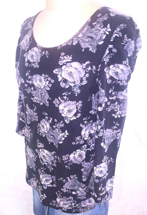 Bawełniana bluzka w róże rozm 44/46 Kappahl