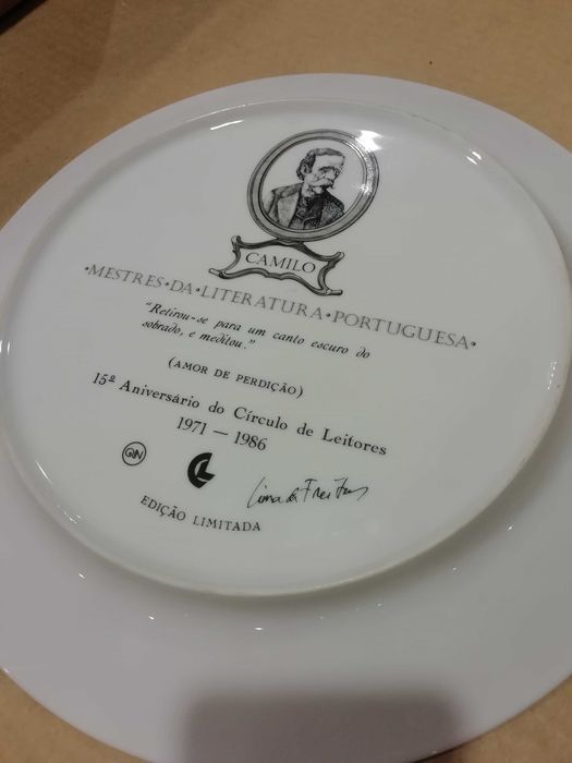Lima de Freitas - Mestres da Literatura Portuguesa -4 pratos porcelana