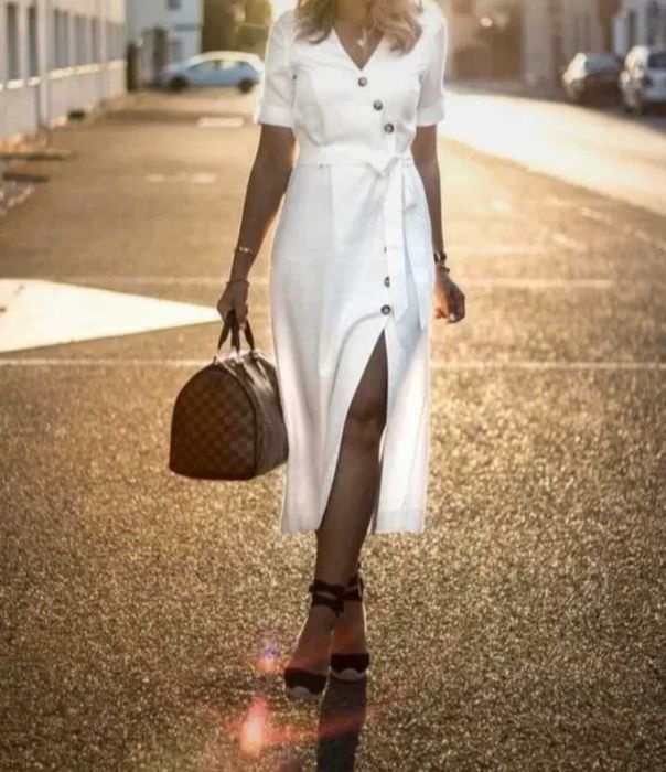 Zara biala midi sukienka