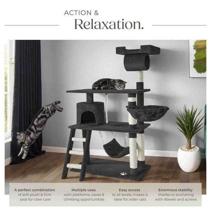 Árvore Arranhador  para gatos grande XXL com toca, rede e cama – Como nova
ou
Arranhador para gatos XXL em excelente estado
