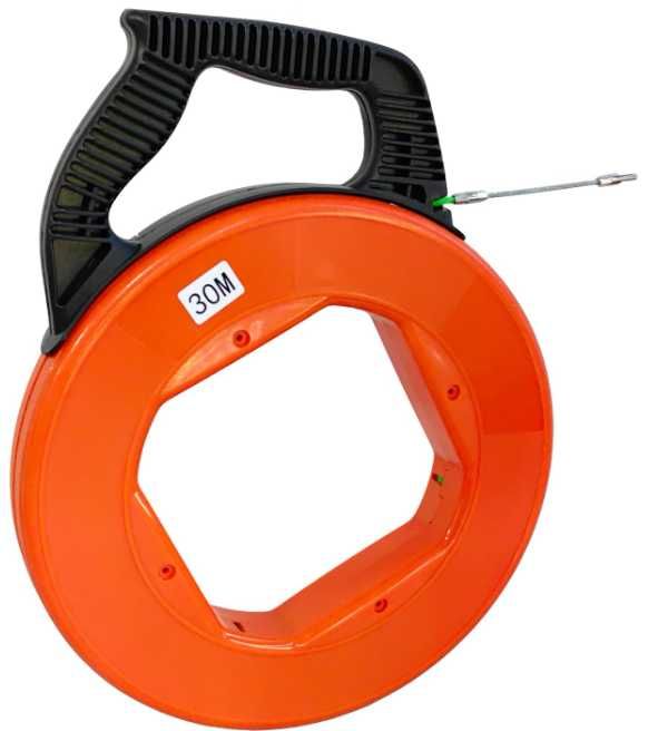 Włókno szklane/stalka/pilot do przeciągania kabli 30m x 4mm na bębnie