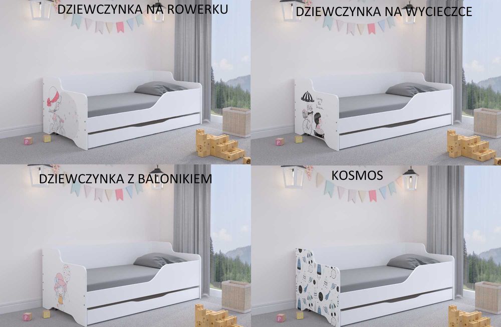 Łóżko dziecięce LILU 160x80 z GRAFIKĄ - Szuflada !