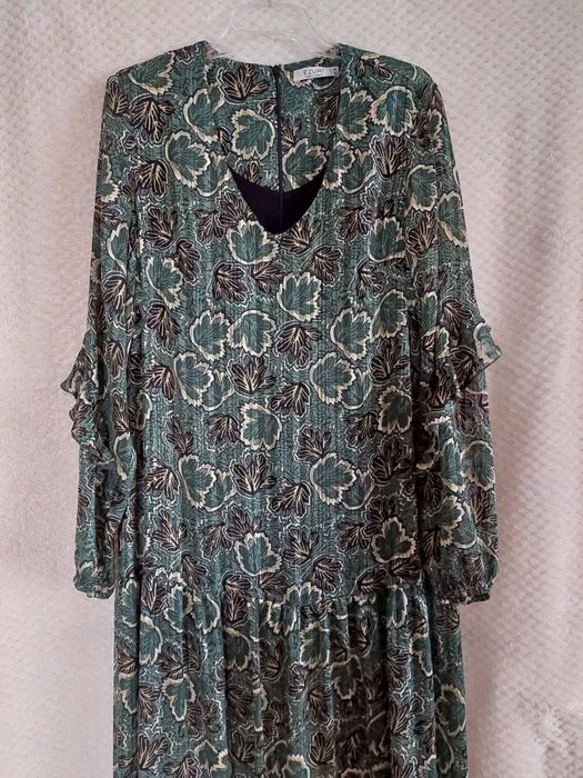 Sukienka midi, wiskoza, srebrna nitka. Ezuri. Rozmiar S