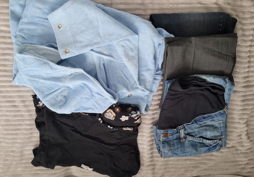 Komplet dla ciężarnej spodnie szlafrok bluzka