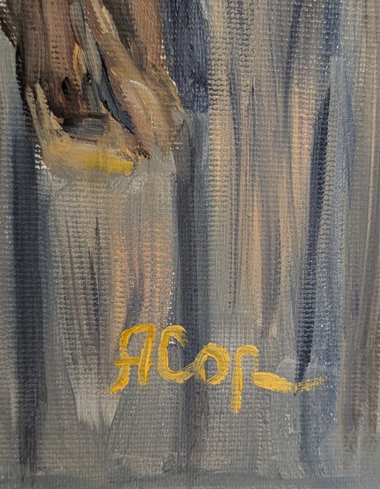 Quadro pintado a óleo, 46x38 cm
