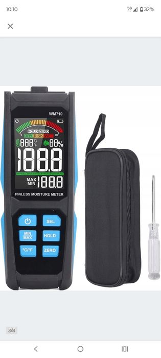 Miernik wilgotności MESTEK WM710 do ścian, drewna, mury, betonu, gipsu