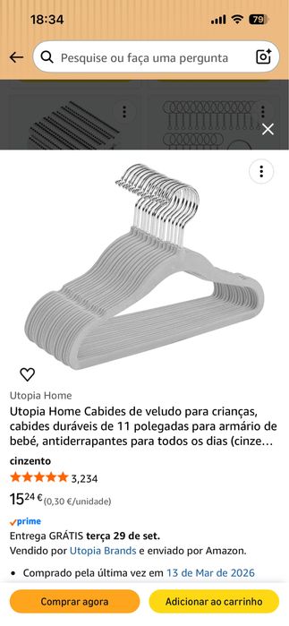 Cabides infantis de veludo cinzentos