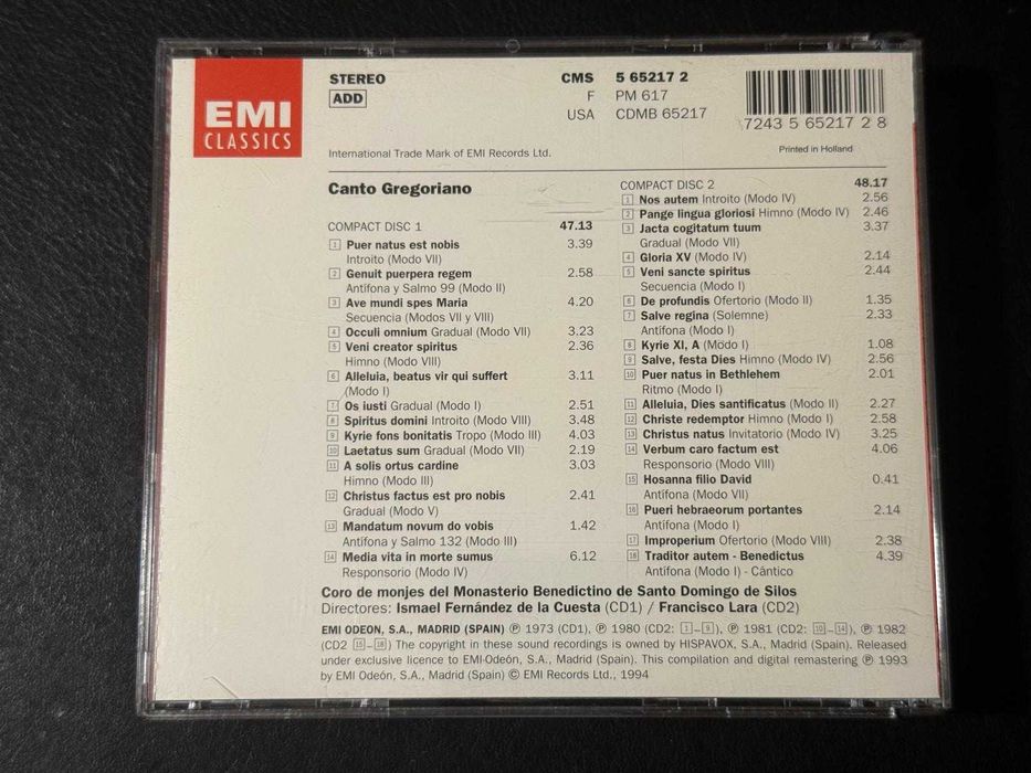 CD Duplo, Canto Gregoriano - Coro Monges...