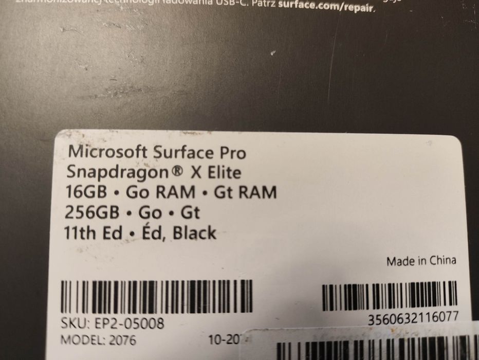 Microsoft Surface Pro 11Gen Snapdragon X Plus 16GB 256GB