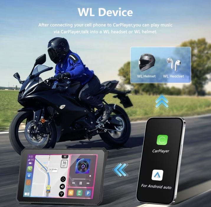 Multimedialna stacja do motocykla carplay android auto