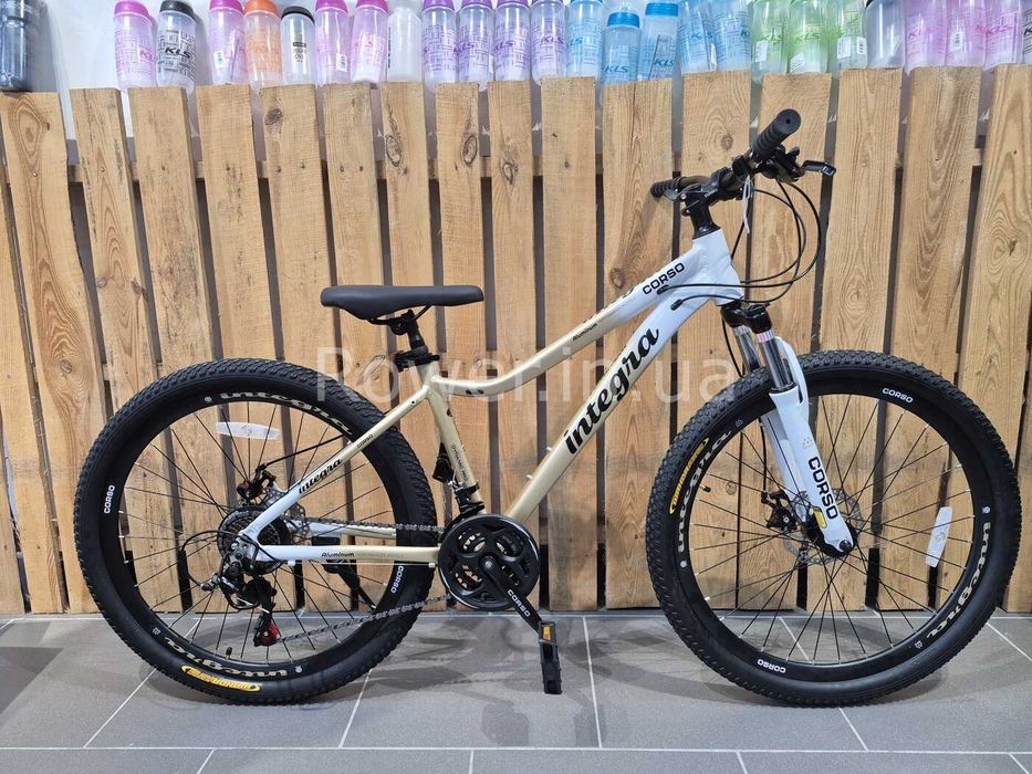 Велосипед S алюмінієвий 26 AL Corso «INTEGRA» NG-26770 алюміній 15", (к-т SHIMANO) біло-золотий