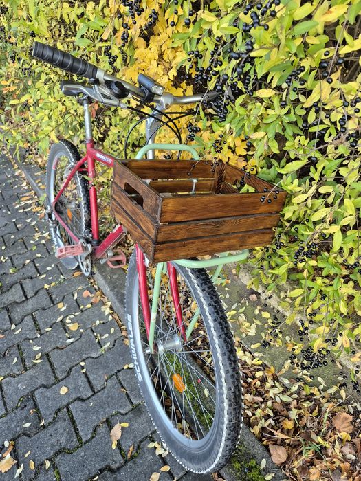 Retro commuter Giant. Drewniana skrzynka. Przedni bagażnik.