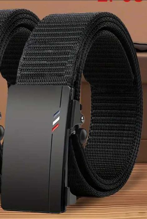 Męski stylowy nylonowy pasek z automatyczną klamrą, 130 cm. Nowy