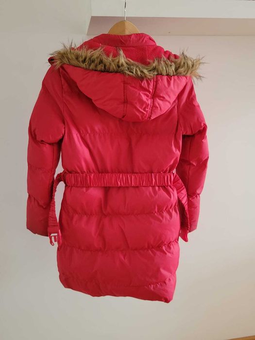 Casaco de inverno vermelho rosa com capuz para criança