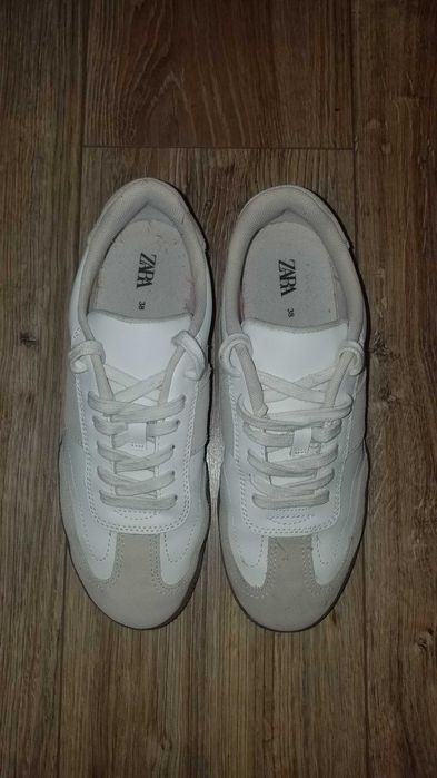 Buty ZARA 38/39 25cm modne skórzane tenisówki lekkie półbuty stan BDB