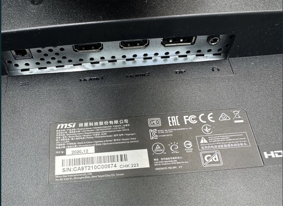 MSI 3CA9 Optix G27C5