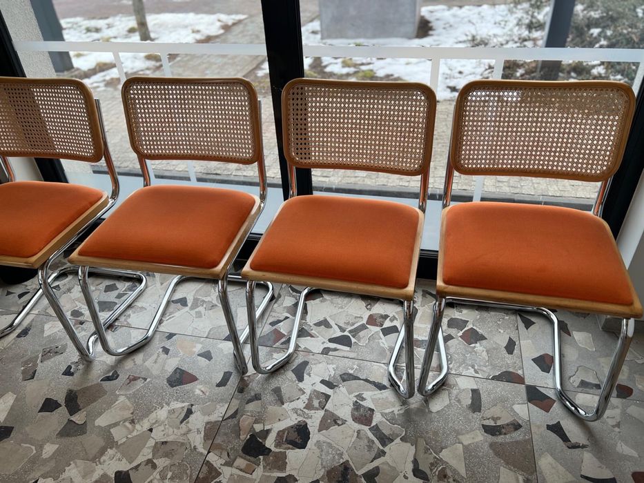 7 Ratanowych krzeseł w stylu Cesca – design Marcela Breuera, Bauhaus, vintage