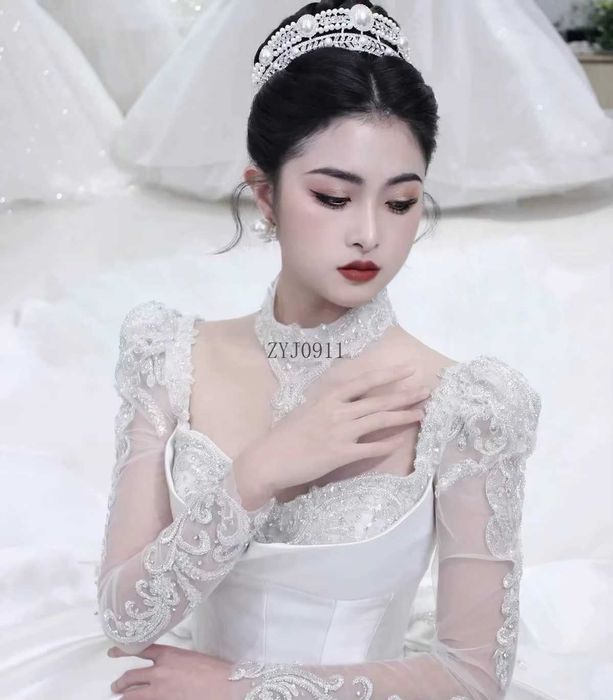 NOWA TIARA korona ślubna perły + złoto