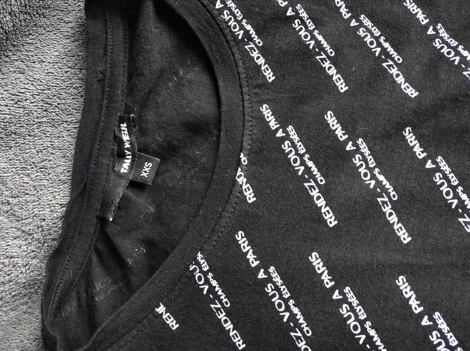 Tally Weijl S XS 36 34 T-shirt czarny z napisami wzór basic bluzka