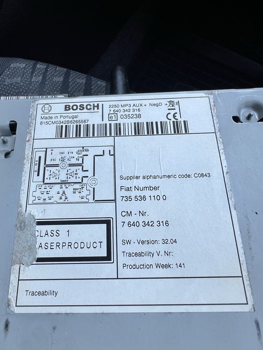 Магнітола Bosch,оригінал Fiat,Pegout,Citroen