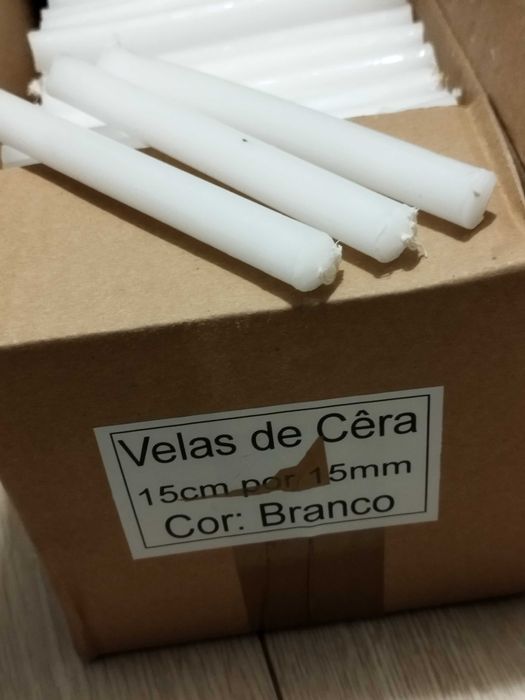 Velas palito 15x15cm brancas , caixa de 5 Kilos , aprox. 200 unidades