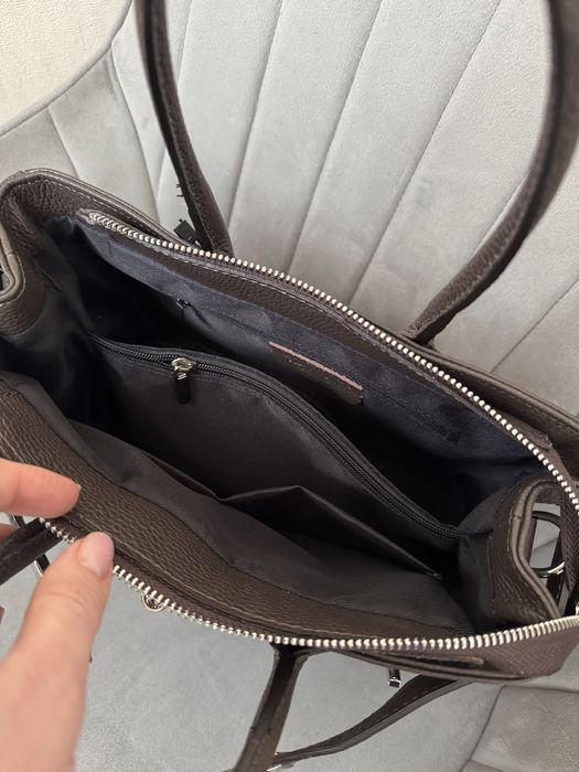 Жіноча шкіряна сумка тоут шоколадна vera pelle