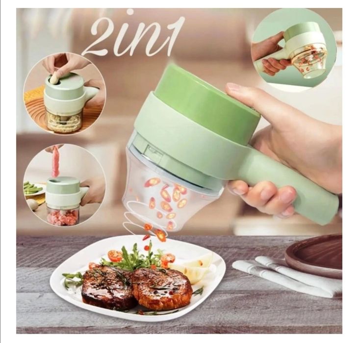 Бездротовий  ручний кухонний комбайн 4в1 подрібнювач для овочів