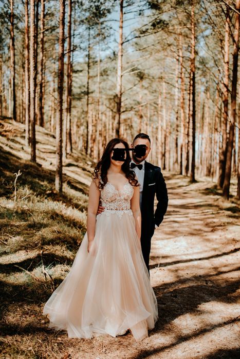 Suknia ślubna JACOBINA z doczepianymi rękawkami - Boho Glamour/tiulowa