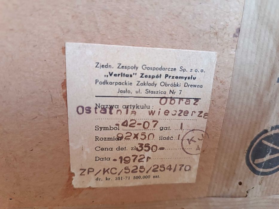 Obraz "Ostatnia Wieczerza" 1972 r