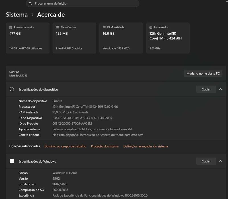 Huawei d16 execelente estado e bem conservado i5 16RAM (2023)