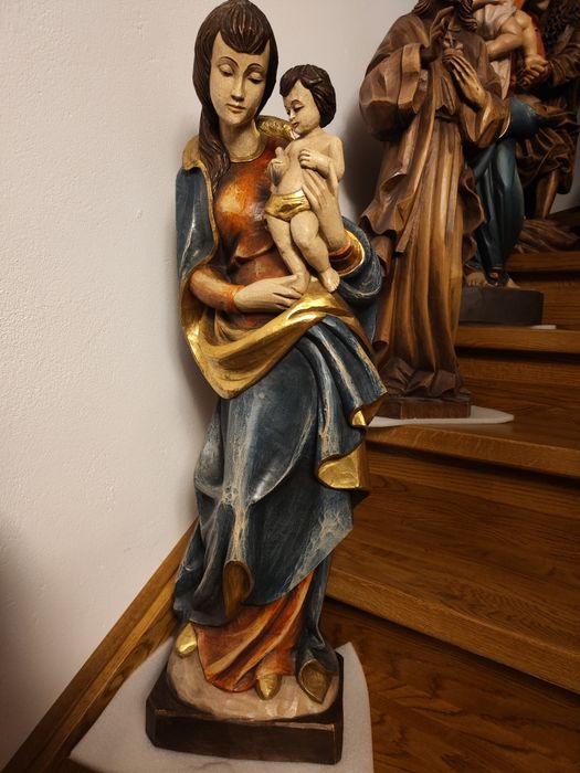 Figura 90cm Maryja z drewna polichromia