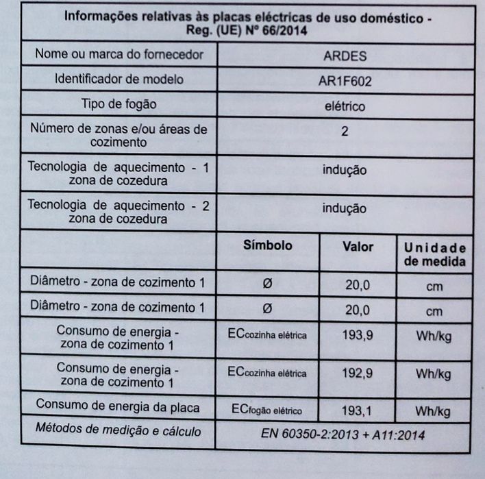 Placa de indução portátil marca Ardes
