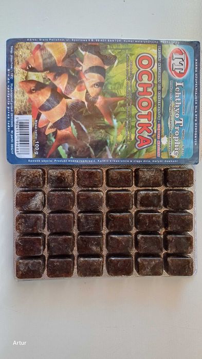 Pokarm mrożony: artemia, ochotka, oczlik, wodzień opakowania 100g