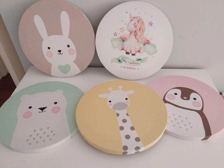 Lote de 5 quadros para quarto de bebé  / criança