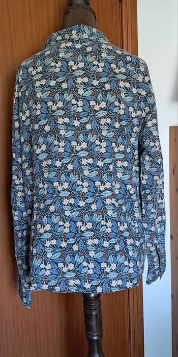 Camisa / Blusa de Botões Md'M 100% Algodão (Tam. 42 / XL) – Floral Azul