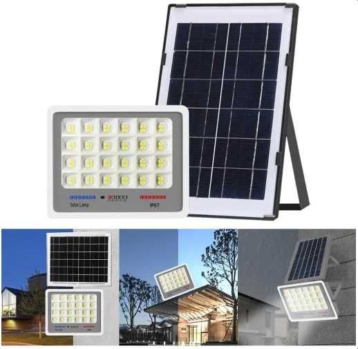 Lampa solarna led ogrodowa naświetlacz czujnik zmierzchu halogen pilot 60w
