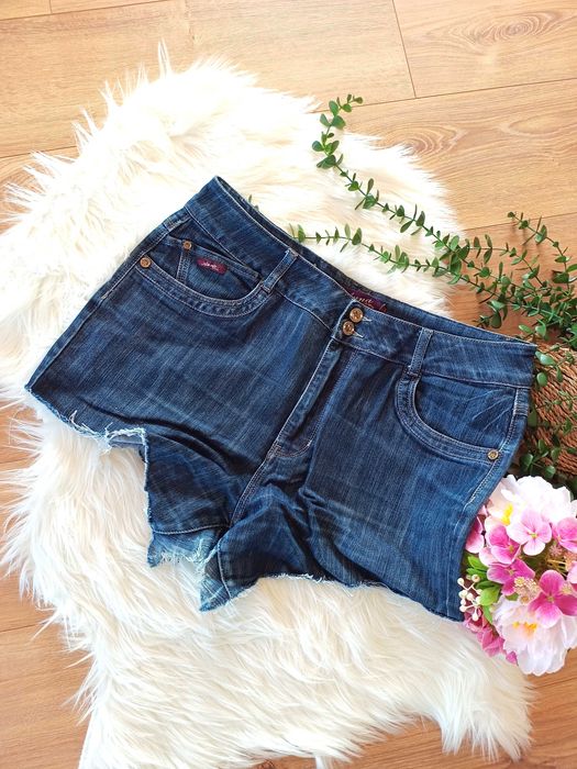 ciemne jeansowe dzinsowe spodenki krótkie shorty szorty damskie 36S