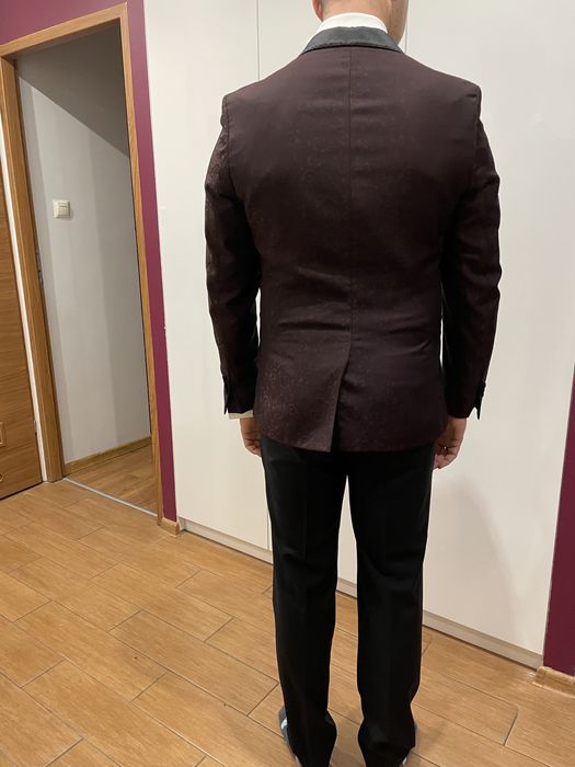 Garnitur ślubny Giacomo Conti Livio 182 bordowy + buty lakierowane 44