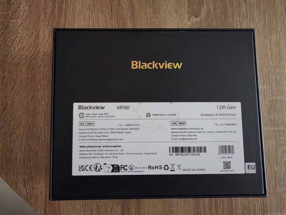 Mini Pc BLACKVIEW Mp80 Intel Alder Lake N97 Ram:16 Gb 1 Tb Ssd Pro Intel Uhd Graphics Preto