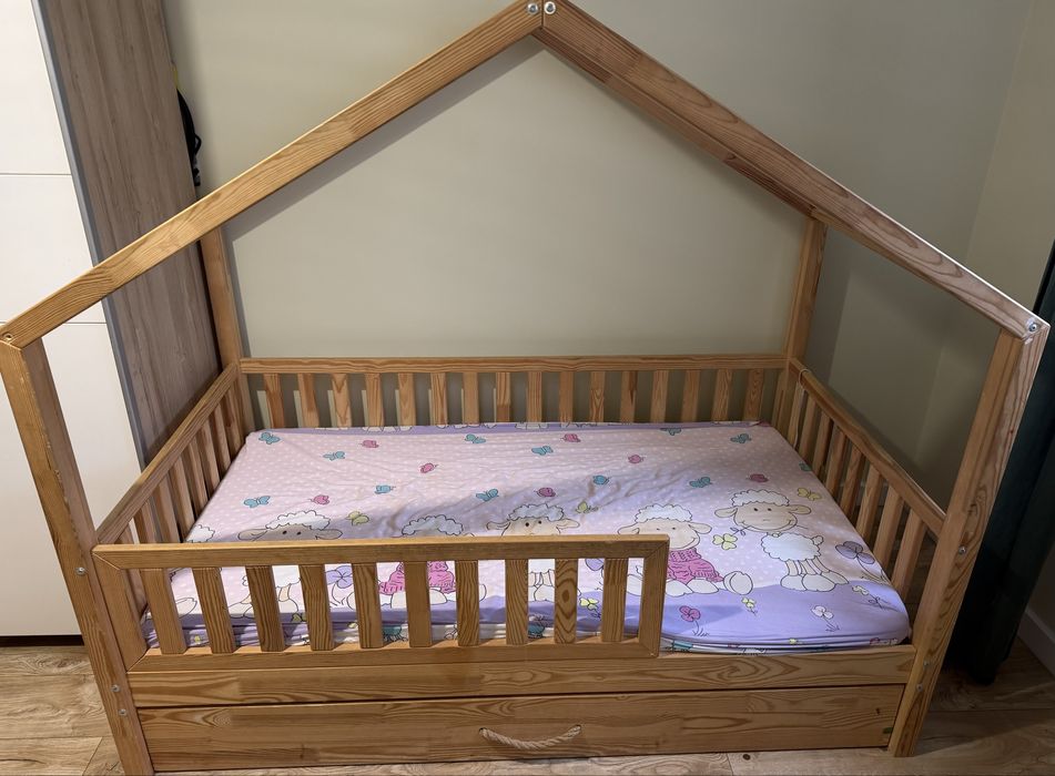 Łóżko lóżeczko podwójne domek dziecięce 100x170