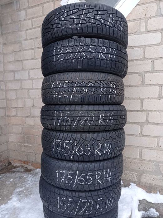 Автошини б.у. зимовi (185/65 R14 )-2шт. Роспаровка. Глиб. пр-ра 5-6мм.