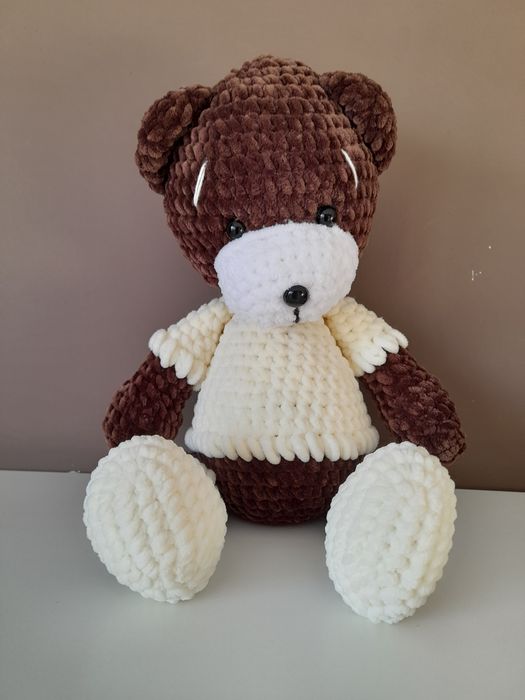 Misiu brązowo-kremowy handmade